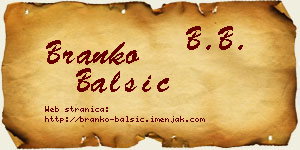 Branko Balšić vizit kartica